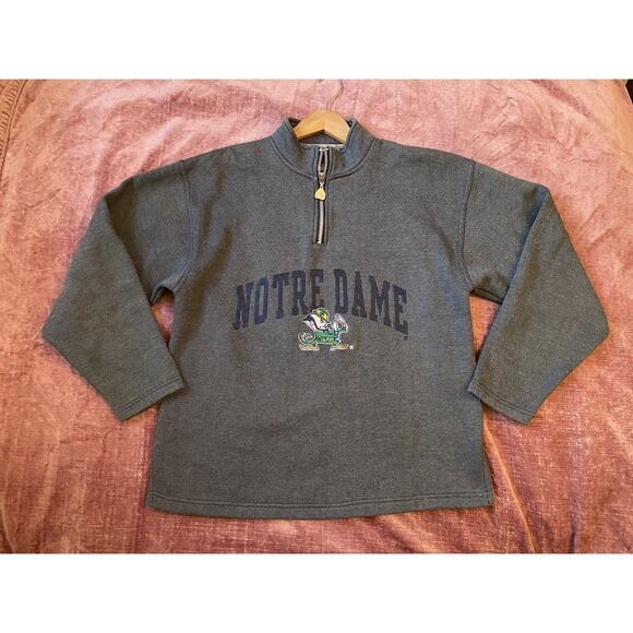 Vintage 90s Y2K Notre Dame Fighting Irish 1/4 zip Pullover Sweatshirt Sz M - Picture 1 of 7